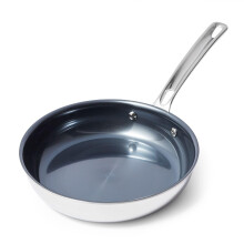 Viking 4-Ply Frying Pan, 8 Inch Laser Clad Titanium Performance Ti Kitchen Cookware, Blue/SIlver
