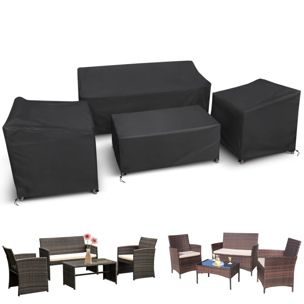 STARTWO Patio Furniture Covers 4 Piece Set Heavy Duty Waterproof Outdoor Furniture Cover Windproof Patio Cover for Rattan Wicker Conversat