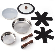 Ergo Chef Pro Series 8pc Smart Pan Set, Removable Handles, space-saving for kitchens, RVs & Camping Compatible with electric, gas & induction stoves,