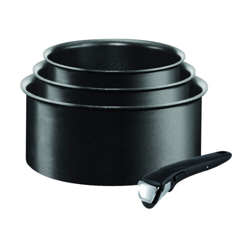 Tefal Tefal Ingenio Expertise Saucepan Set, 4 Pieces, Stackable, Removable Handle, Space Saving, Non-Stick, Induction, Black, L6509242 1