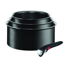 Tefal Ingenio Expertise Saucepan Set, 4 Pieces, Stackable, Removable Handle, Space Saving, Non-Stick, Induction, Black, L6509242