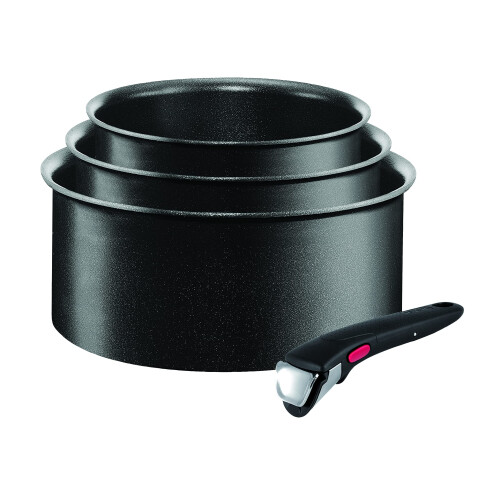 Tefal Tefal Ingenio Expertise Saucepan Set, 4 Pieces, Stackable, Removable Handle, Space Saving, Non-Stick, Induction, Black, L6509242