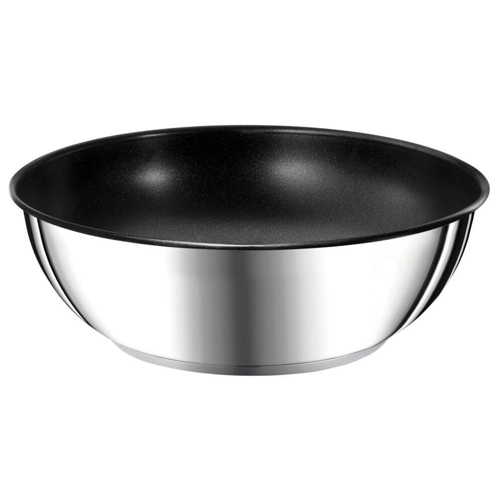 Tefal Ingenio Preference Wok Frying Pan 26 Cm, Induction, Stainless Steel, Non-Stick Coating, Stackable, Dishwasher-Safe, Made In France L9737702,