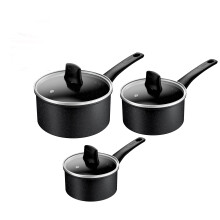 Tefal Titanium Stone Induction Non-Stick 3pc Set: Saucepan 16/18/20cm + 3 Matching lids