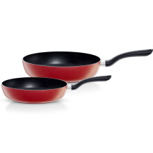 Fissler Cenit Red 2-Piece Frying Pan Set (Diameter 24 cm + Diameter 28 cm) Coated Aluminium Frying Pans Non-Stick Induction