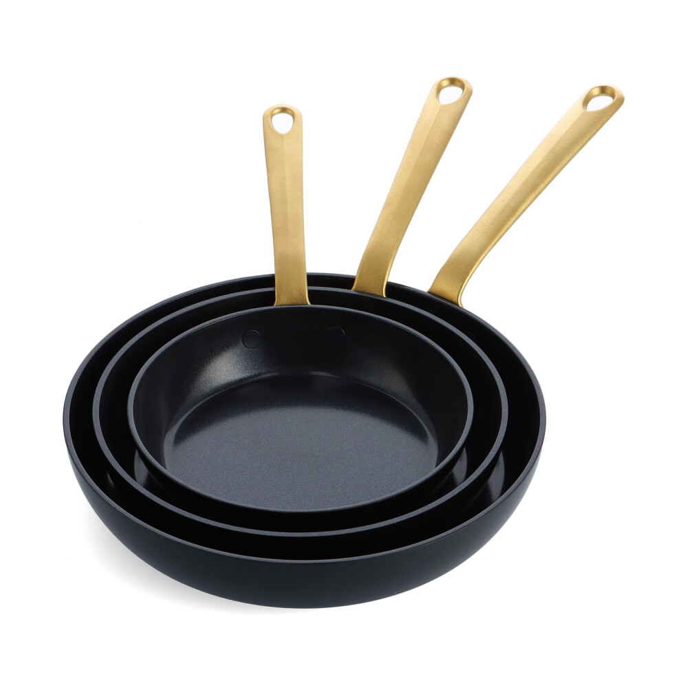 Greenpan Craft Healthy Ceramic Non-Stick Frying Pan Skillet Set with Pan Protector, 20 cm, 24 cm & 28 cm, Egg Pan, PFAS-Free,Metal Safe,Cast Stainless