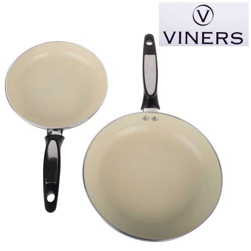 Viners Viners 2-Piece Ceramic Interior Frying Pan Set, Black