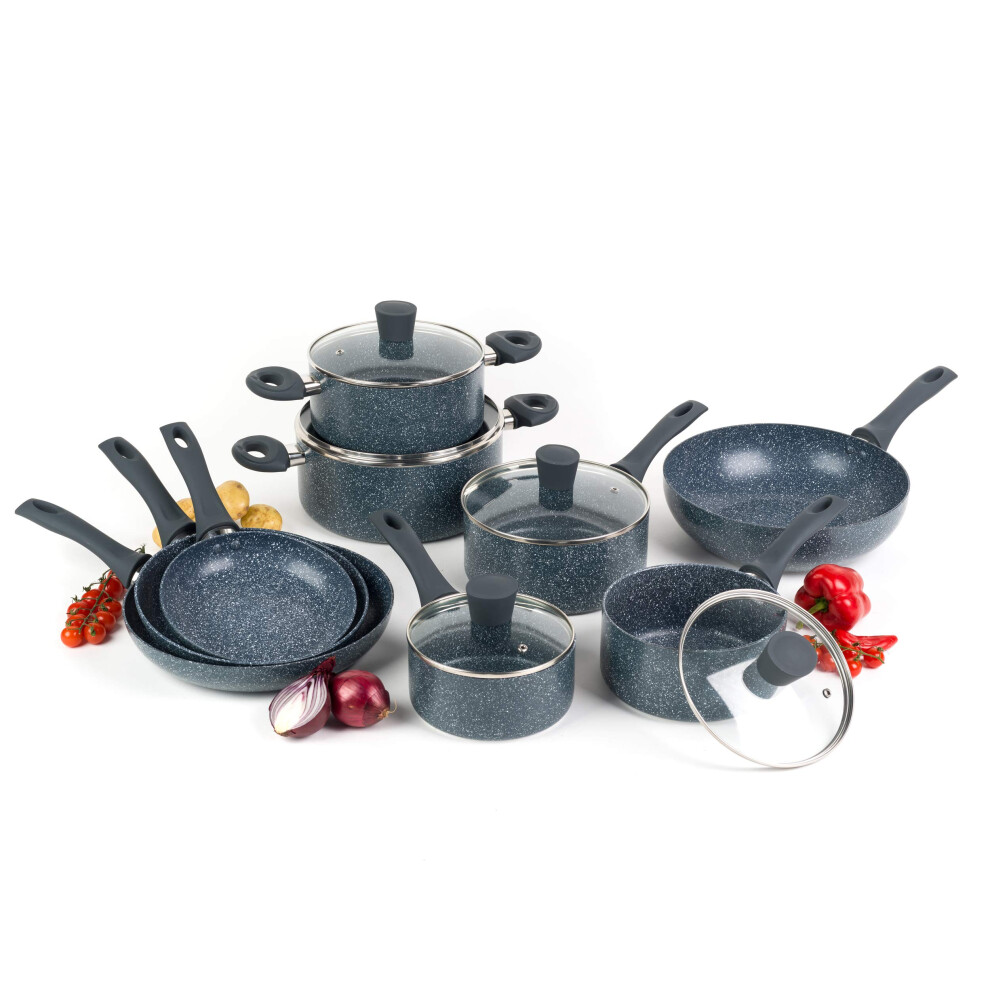 Russell Hobbs COMBO-4836A Pots and Pans Set ? 9-Piece Cookware Pan Set for Induction Hobs, Non-Stick Frying Pans, Saucepans, Stockpots, Stay Cool
