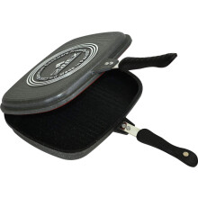 Sonex Diecast 30cm Double Marble-Coated Grill Pan Set Ceramic Non-Stick Fat-Draining Magnetic Handles