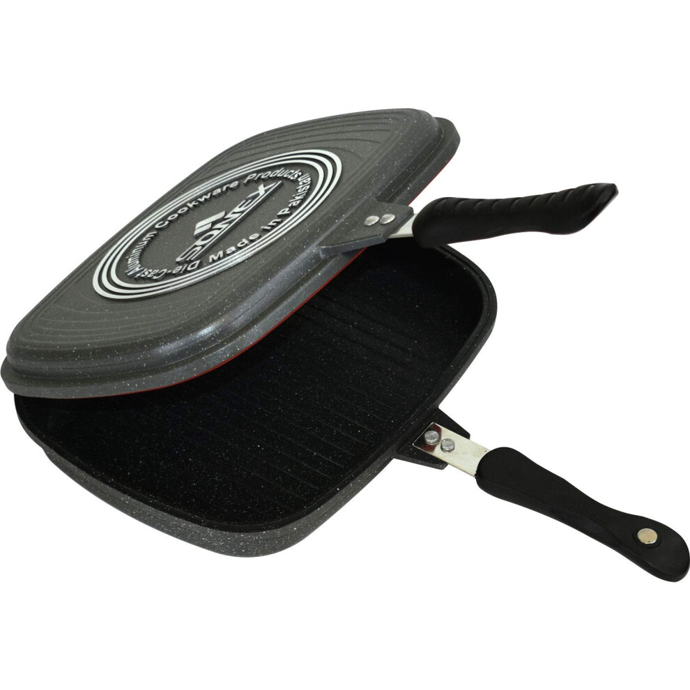 Sonex Diecast Double Non Stick Ceramic & Non Stick Marble Coated Griddle Grill Pans 30cm