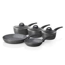 TOWER T81276 Cerastone Forged 5-Piece Saucepan Set and Pan Set with Non-Stick Coating and Soft Touch Handles - 18/20/22 cm Cooking Pots and 20/28 cm
