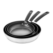 ProCook Gourmet Stainless Steel Non-Stick Frying Pan Set (3 Piece) Induction Pans, 10 Year Guarantee