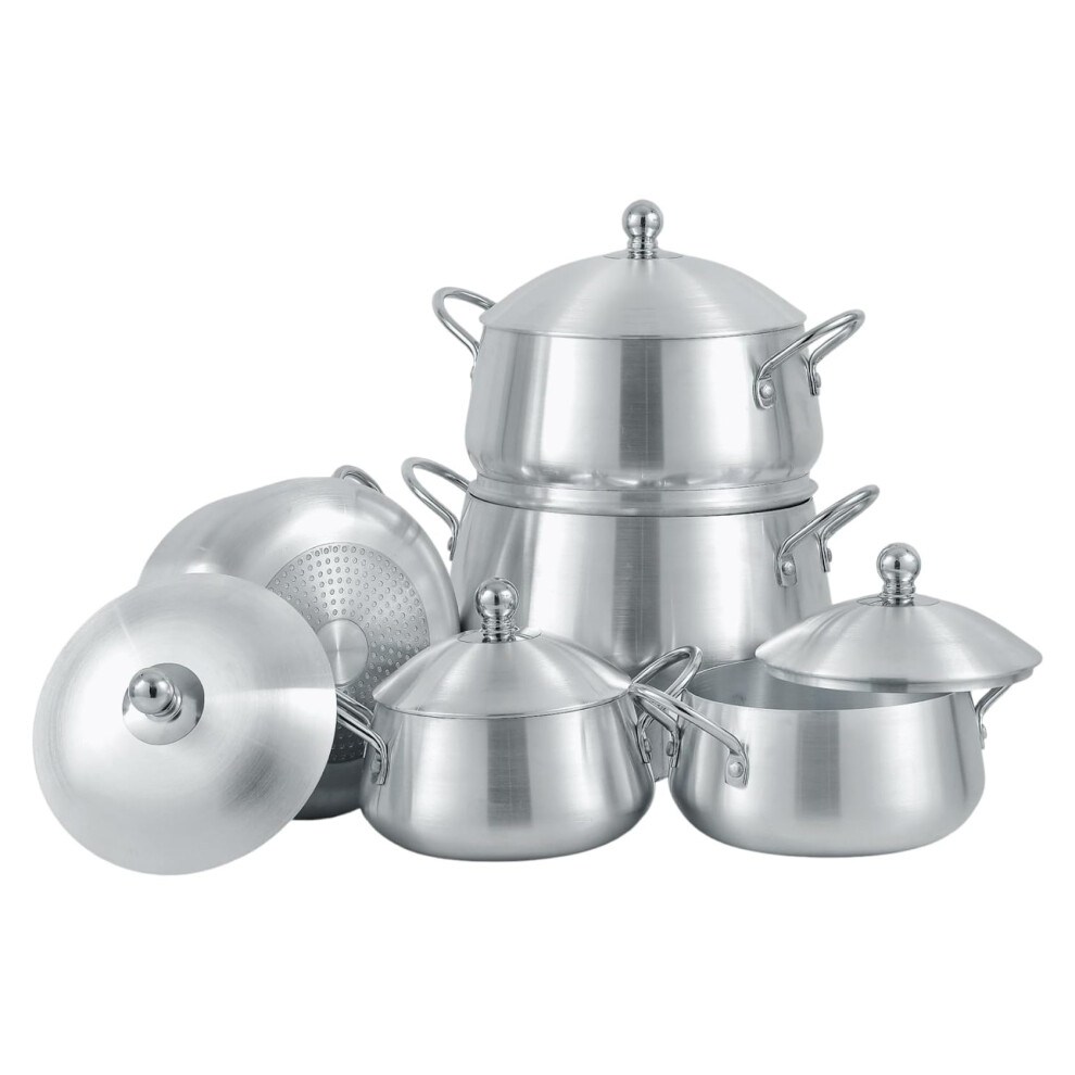 Induction Base Saucepan Set 5 Pieces Belly Shape Stockpots Stew Pan Soup Pots 18cm 20cm 22cm 24cm 26cm Casserole Dish Pan Aluminium Cookware Set