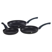 BLAUMANN 3Pc Set Cookware Induction Safe Aluminium Frying Pans Soft Touch Handle (Aquamarine)
