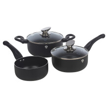 BLAUMANN 5Pc Set Cookware Induction Pot Pan Saucepan Casserole Soft Touch Handle (Matt Black)