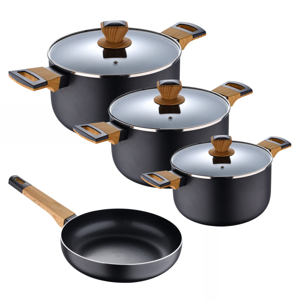 BERGNER Erde Black ? 7 Piece Kitchen Battery ? 3 Pans + 3 Lids-image-OPC-PG9DM9F-NEW