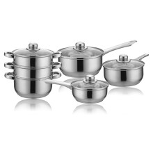 New Cookware Set Pan Saucepan Glass Lid Steamer Set with Lids 6PCS