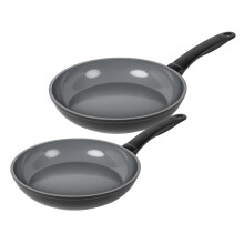 Kuhn Rikon PFAS-Free Easy Ceramic Induction Frying Pan, Set of 2, 24cm and 28cm. Made from 100% Recycled Aluminium. Oven Safe Pan with Stay-Cool