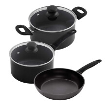 Kuhn Rikon Easy Induction Cookware and Frying Pan Set Non-Stick 16cm saucepan/20cmcasserole /24cm Frying pan