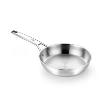 Bra Signature 18/10 Stainless Steel Frying Pan (28cm) Large Stainless Steel Frying Pan for Induction Hobs & Other Heat Sources with 5.3mm Triple