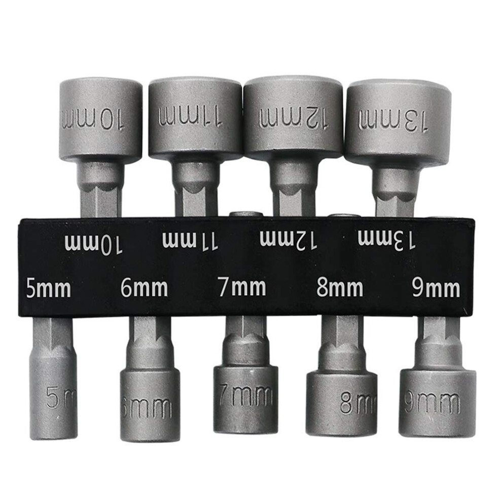 5-13 Mm Hex Shank Nut Setter Driver, Drill Bit Set Powerful Socket Combination Quick Change Metric Nut Driver Set 9 Pcs Impact Driver Bit Set 617201196441