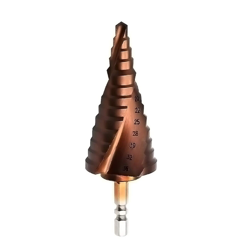 Mengshen Large M35 Hss Step Cone Drill Set 6-35Mm, Cobalt Hex Shank Spiral Groove Large Pagoda Drill Hole Reamer Drilling Counterbore Cutting Enlarge 639510945978