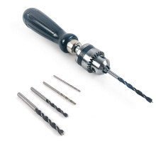 QWORK? Hand Drill Set, Pin Vise Hand Drill with 5 pcs Mini Drills (1.5-5mm), Precision Hand Drill Tools for Resin Plastic Wood Polymer Clay Crafts DIY
