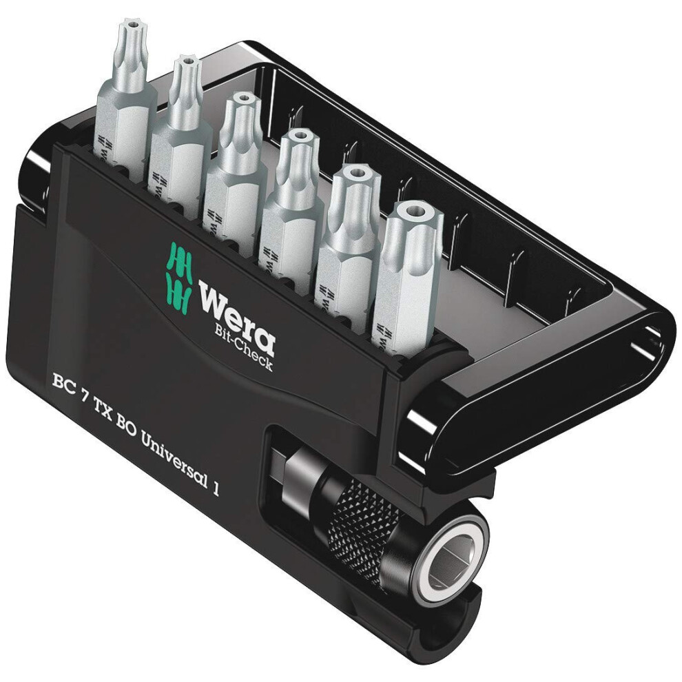 Wera 05056158001 Bit-Check Set 8067-6/Z Extra-Tough For Drill/Drivers, Metal Jointing, Torx Tx10-40 7Pc