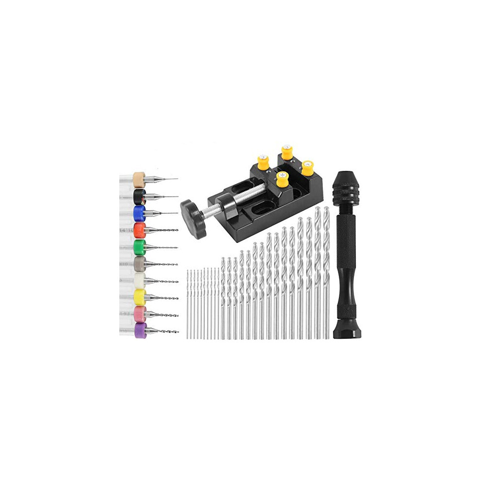 37Pcs Pin Vise Hand Drill Set Include Pin Vise Hand Drill, 0.3-1.2Mm Pcb Mini Drills And 0.5-3.0 Twist Drills For Craft Carving Diy 6299229567584
