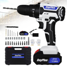 Cordless Drill Driver 21V Combi Drill Power Drill Kit, Electric Screwdriver Set, 29pc Accessory Kit, 3/8" Keyless Chuck, 2 Speeds, 25+1 Torque, Quick