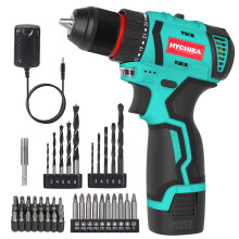 HYCHIKA Electric Cordless Drill 16.8V with 1.5Ah Battery, 45N?m and 23+1 Torque Setting, 10mm Keyless Chuck, 2 Variable Speed, 53PCS Accessories.