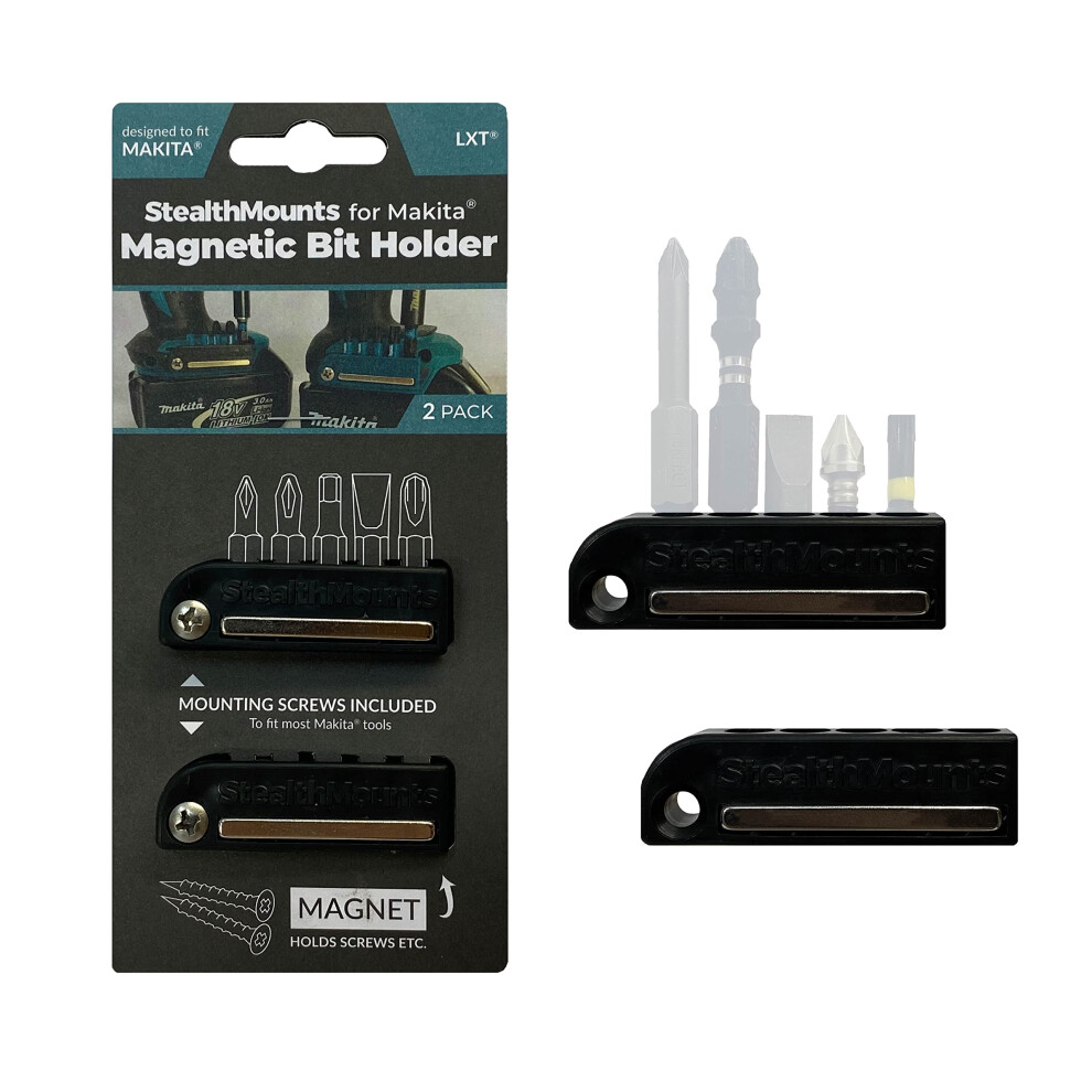 Stealthmounts Black Makita Magnetic Bit Holder | Drill Bit Organiser | Perfect Bit Holder For Makita Drills And Impacts (2 Pack) 728488325834