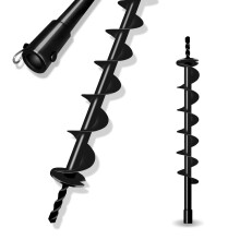 LONGRUN Earth Auger Drill Bit, 20mm Inner Shaft Head Garden Auger Bit Post Hole Digger, Fence Hole Digger Solid Spiral Augers for Planting Trees -7.6