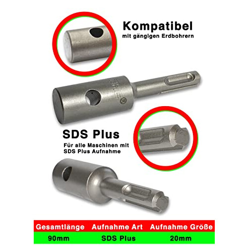 WERHE? professional drill, auger for drilling machine 150 mm robust with SDS Plus adapter - pile drill well drill precise drill tip - drill for earth 2