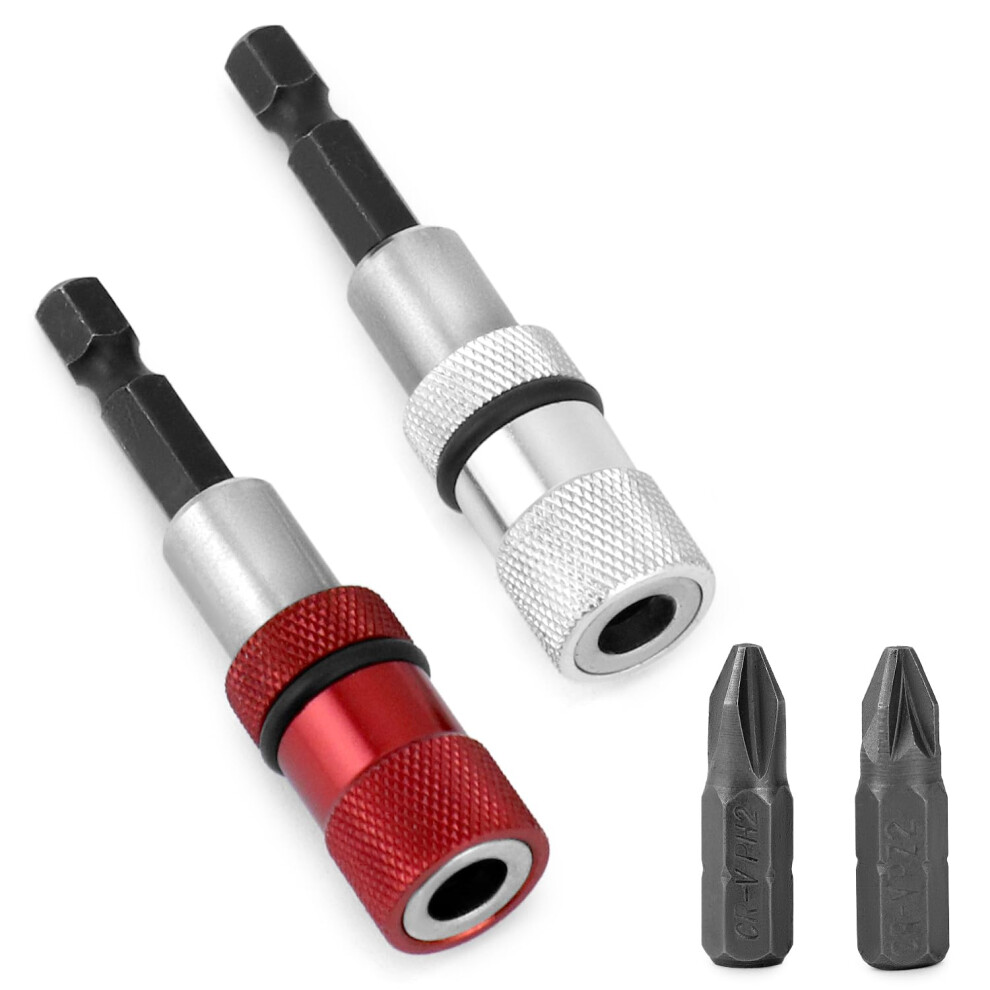 Photos - Power Tool Accessory QWORK? 2Pcs Magnetic Drill Bit Holder 1/4 Inch Hex Shank with 2 x PH2 Screw Driver Bit, Magnetic Screwdriver Bit Holder, Scr