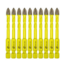 SANLEETEK Masonry Carbide Drill Bits Set - 10pcs 6mm Tungsten Carbide Tip with Quick Change Hex Shank for Wood Plastic Masonry Ceramic Tile Concrete