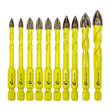 SANLEETEK Masonry Carbide Drill Bits Set - 10pcs 5MM*2+6MM*4+8MM*2+10MM+12MM Tungsten Carbide Tip with Quick Change Hex Shank for Wood Plastic Masonry