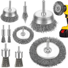 9 Pieces Wire Wheel Brush Drills Set, Wire Brush for Drill Metal Brushes Wheel Cup Brush 1/4-Inch Shank Brush Kit for Polishing, Rust Removal, Paint