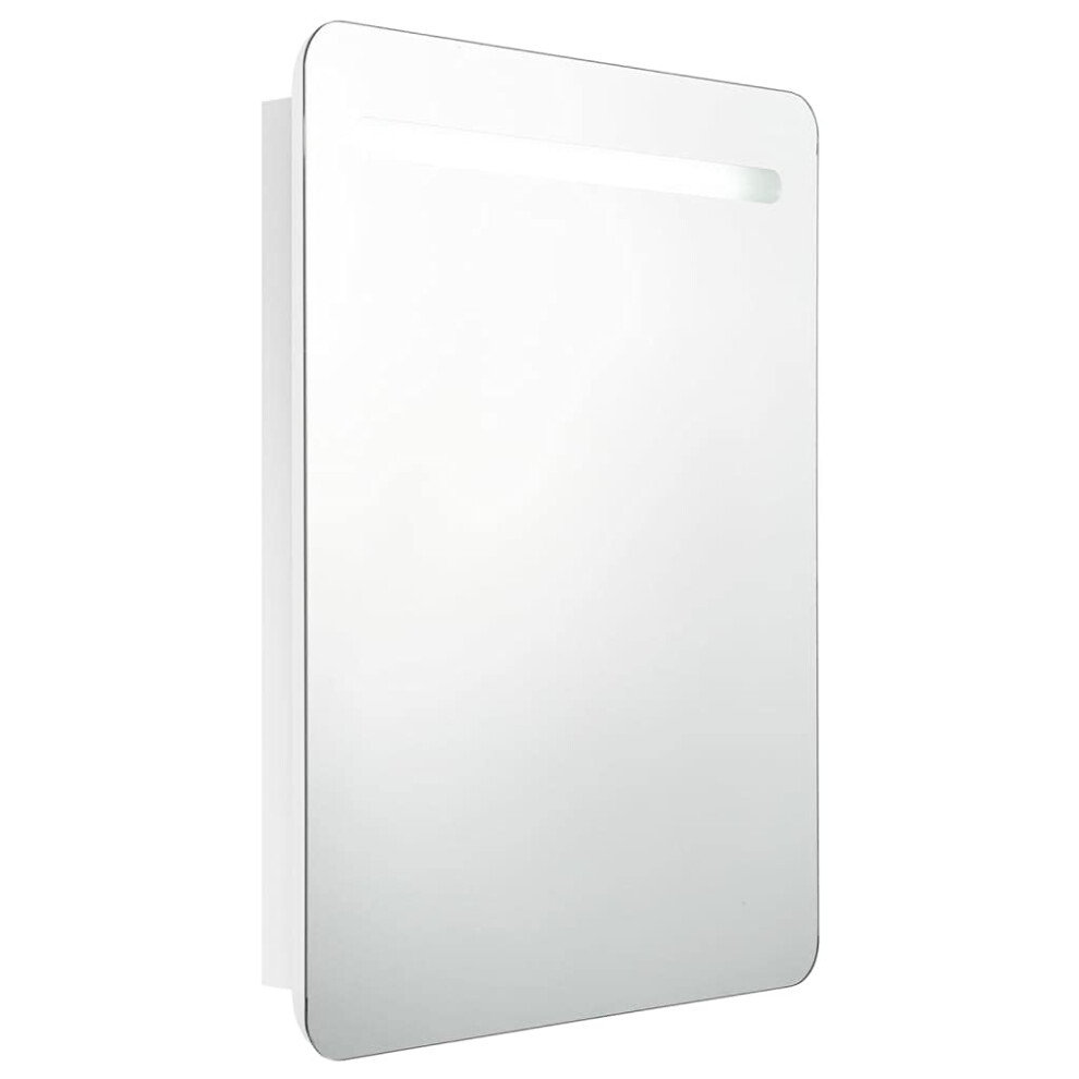 vidaXL LED Bathroom Mirror Cabinet Storage Vanity Unit Wall Mounted Illuminated Cabinet with Shaver Socket Washroom Furniture Shining White