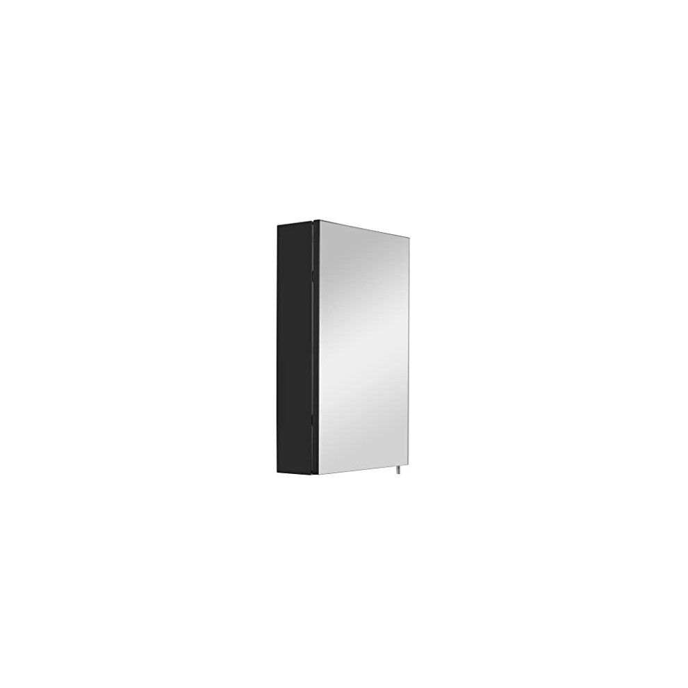 Croydex Dawley Single Door Cabinet, Bathroom Cabinets with Mirror, Stylish Matt Black Finish Bathroom Mirror Cabinets, Wall Mounted, Two Adjustable