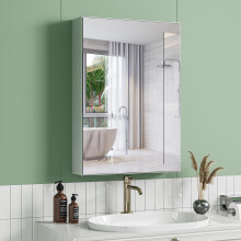 Dripex Single Door Bathroom Mirror Cabinet, Wall Mounted Storage Cupboard with Mirror, Cabinet with Adjustable Shelf, White (50 x 70 x 12 cm)