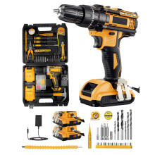 Cordless Drill Set 21V, 99PCS Electric Screwdriver Set with 2 Batteries 2000mAh, 25+3 Torque Cordless Hammer Drill, 42N.m Max Electric Drill, 2 Speed,