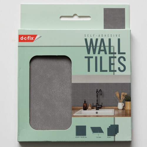MICRO CEMENT DARK GREY Self-adhesive Wall Tiles (6 tiles) 1