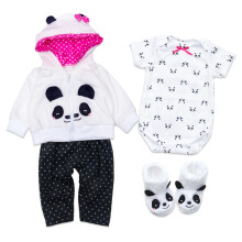 Medylove Reborn Baby Doll tøj 22 tommer tøj til 20-23 tommer Reborn Doll Girl Panda Outfit Tilbehør 4stk Reborn Baby Matchende tøj