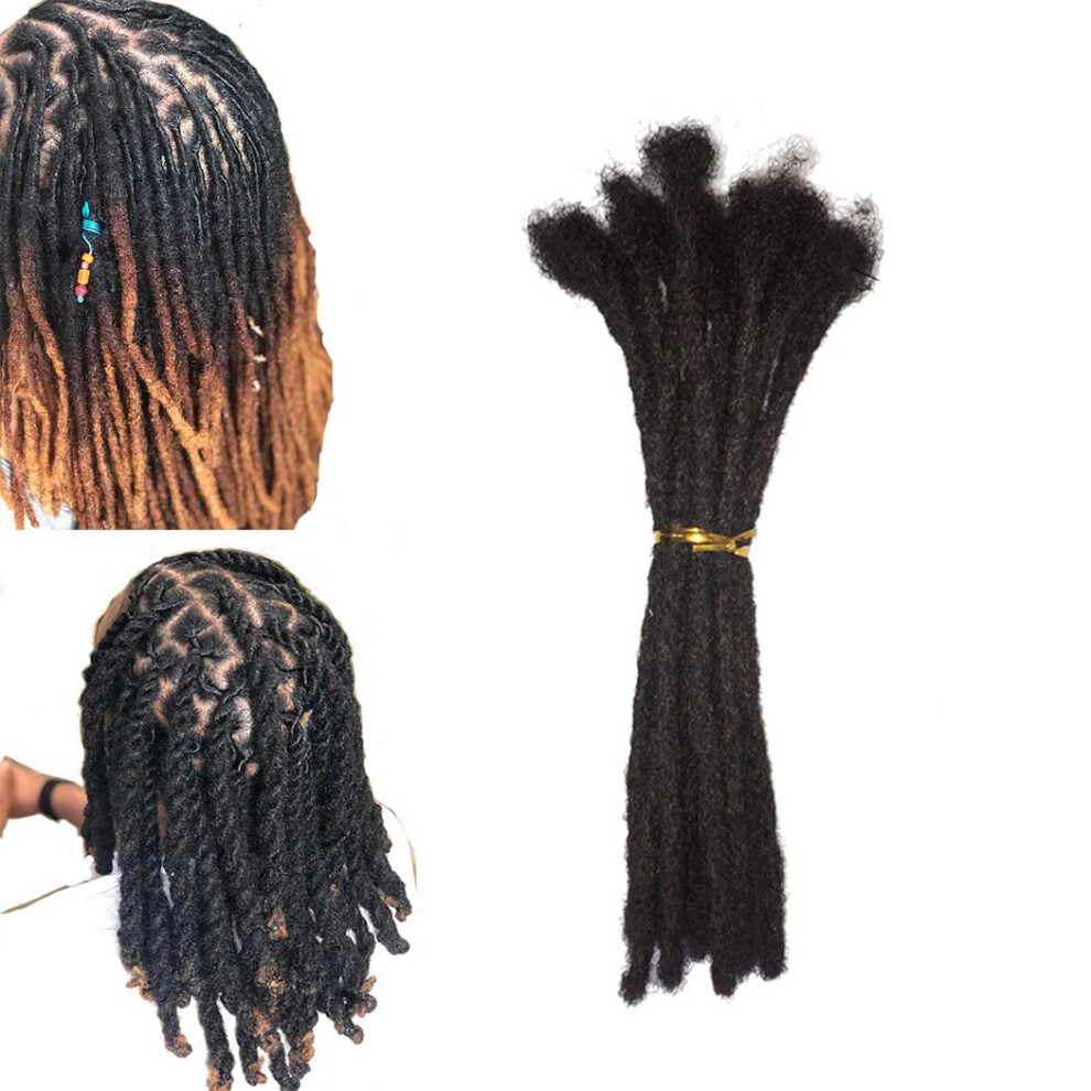 Yotchoi Unisex Black Human Hair Permanent Dreadlocks Extension Handmade Locs Small Size(Diameter 0.4Cm) 20 Strands/Pack 8Inch Jet #1