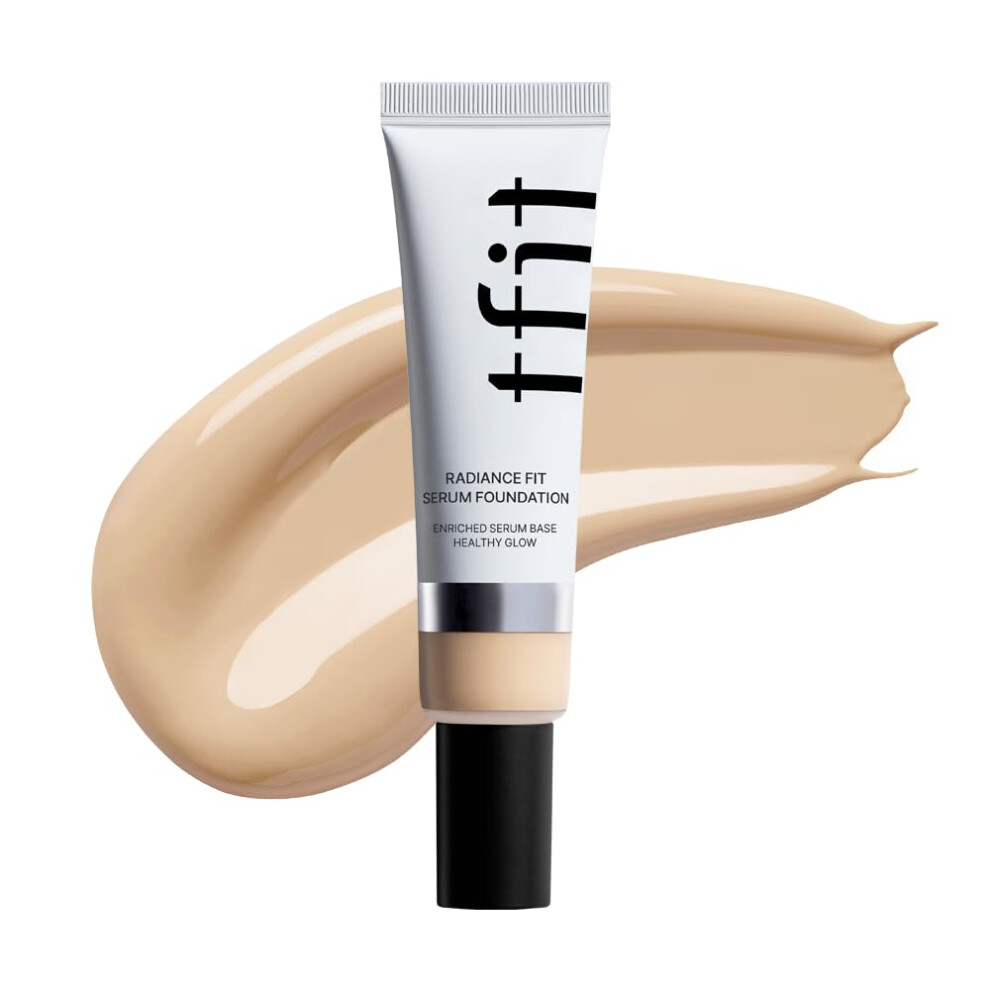 Tfit Radiance Fit Serum Foundation - Flawless Coverage Dewy Finish Long-Lasting Lightweight Korean Makeup 1.05 Oz. (W01 Vanilla 1.05 Oz