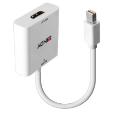 Mini DisplayPort naar HDMI Converter - Lindy - Wit - Full HD 1920x1200 - DVI Connector - PC/Laptop