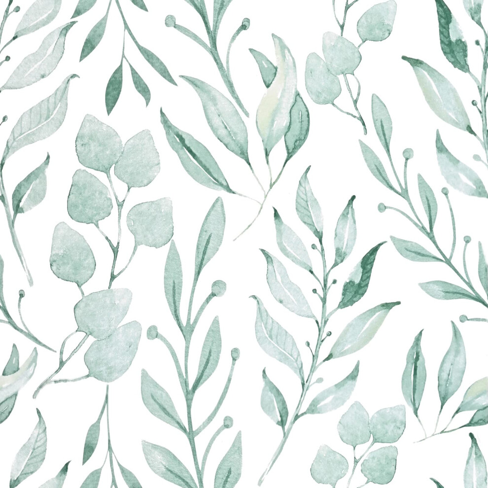 Wenmer Green Leaf Wallpaper Floral Wallpaper Peel And Stick Wallpaper 17.7"" X 197"" Self Adhesive Watercolor Leaves Peel And Stick Wallpaper Removabl 9331706728686