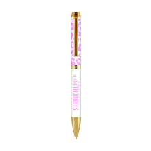 Graphique Fashion Pen 5.5"""" Refillable Black Ink Ballpoint Pink Cheetah w/Wild Thoughts Quote & Matching Gift Box Makes a Beautiful Uniqu