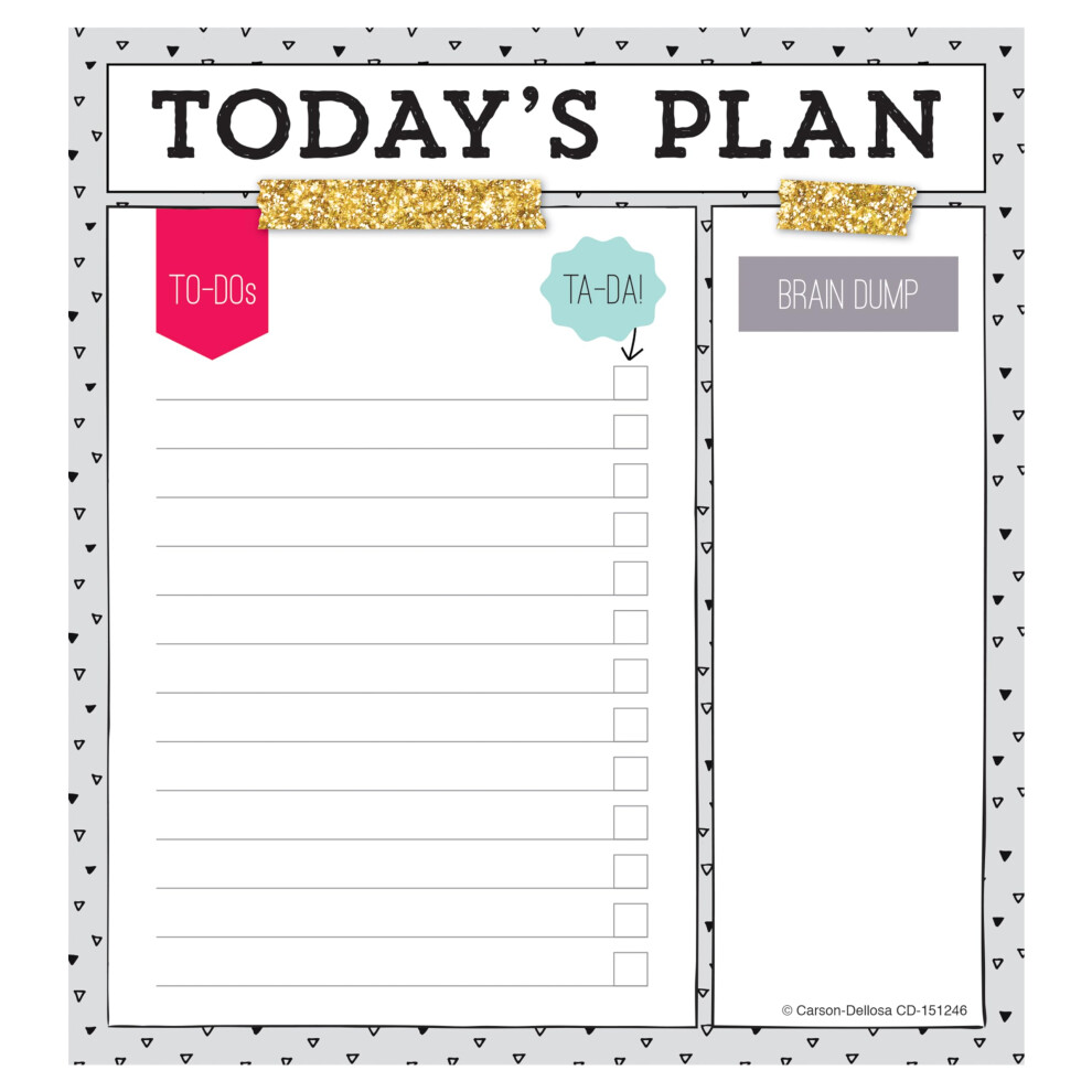 Carson Dellosa 5.75"" x 6.25"" Today's Plan To Do List Notepad  50 Sheet Lined Paper Daily Planner Notepad  Daily Checklist  Teacher Daily T-image-OPC-PFNDK6V-NEW